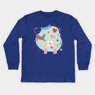 Cute February 14 composition Kids Long Sleeve T-Shirt